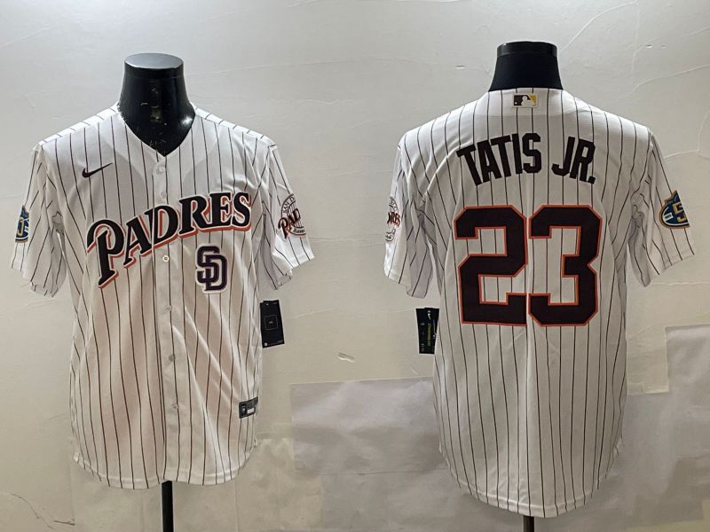 Men San Diego Padres #23 Tatis jr White Stripe Throwback Game 2025 Nike MLB Jersey style 5